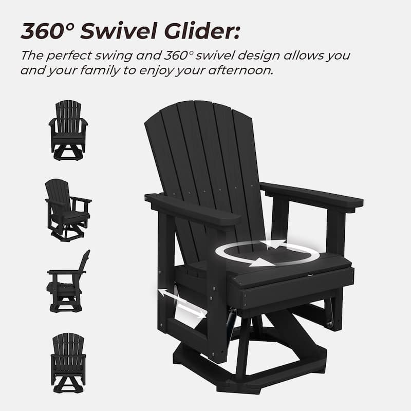 Set of 2 HDPE Adirondack Swivel Gliders, Outdoor Patio Chair Set
