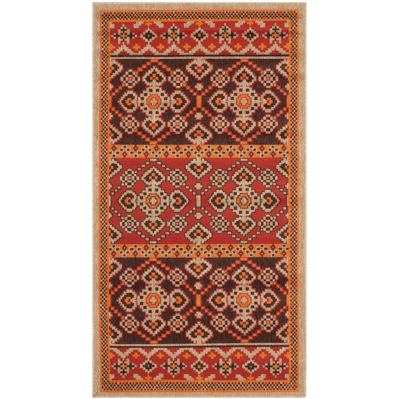 SAFAVIEH Veranda Anneruth Indoor/ Outdoor Waterproof Patio Backyard Rug - 2' x 3'7" - Red/Chocolate
