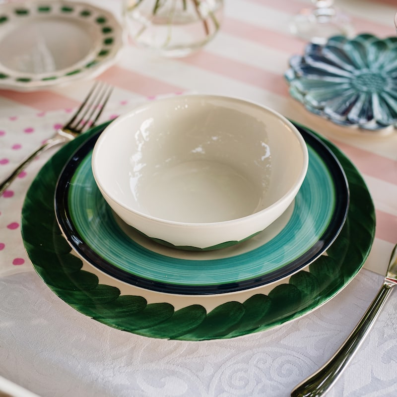 viva by VIETRI Lisbon Green Brushstroke Dinner Plate