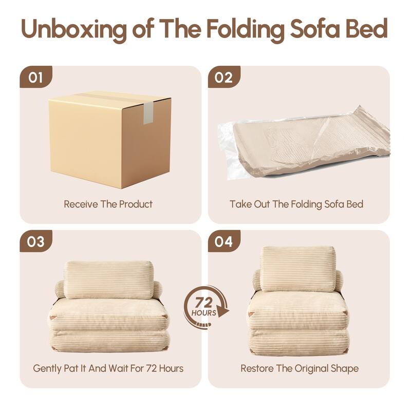 XIZZI Convertible Corduroy Floor Chair Folding Sofa Bed