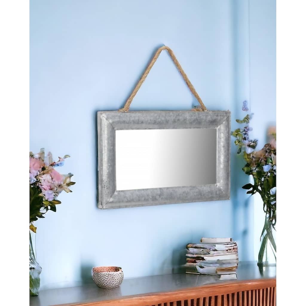 HomeRoots 9" Silver Metal Framed Accent Mirror - 13.5' X '8.5' X '0.5