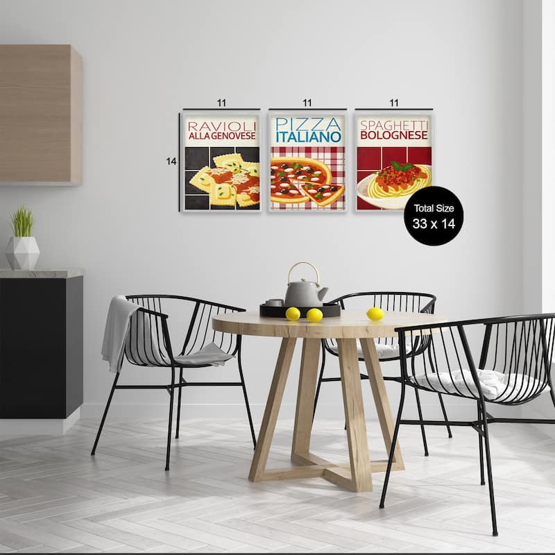 Stupell Classic Italian Pasta Meals Framed Giclee Art Design By Kim Allen (Set of 3)