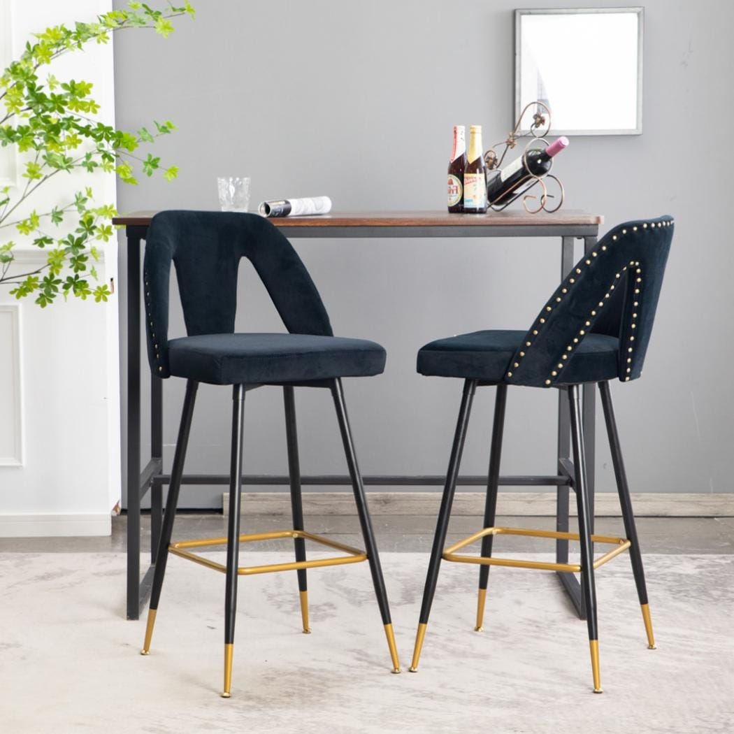 velvet upholstered counter stools