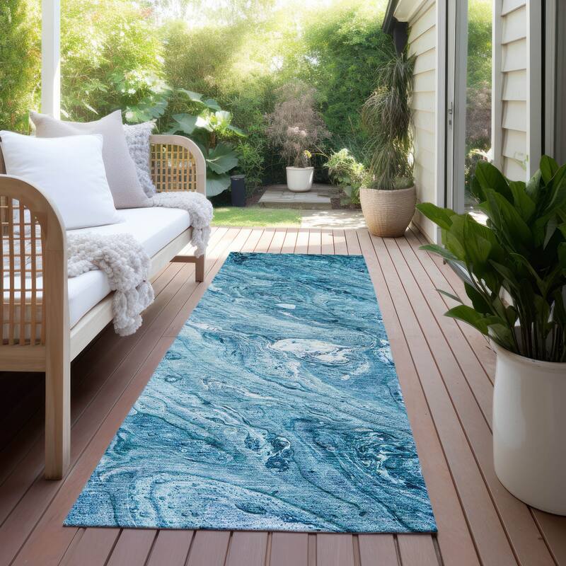Machine Washable Indoor/ Outdoor Chantille Modern Abstract Rug