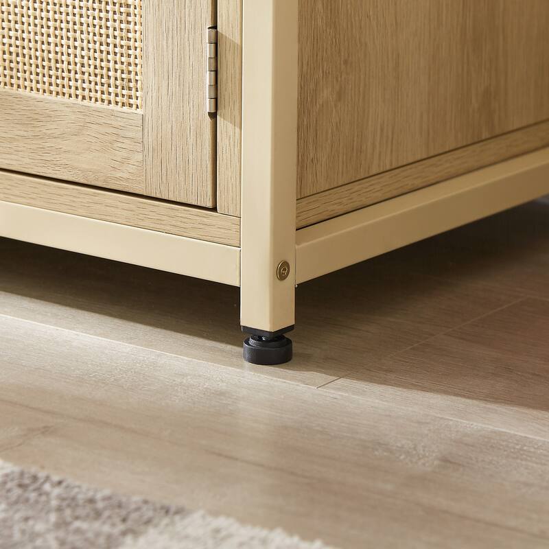 Rattan bookshelf 5 tiers Bookcases Storage Rack - 39.4’’w x 13.8’’d x 75.6’’h