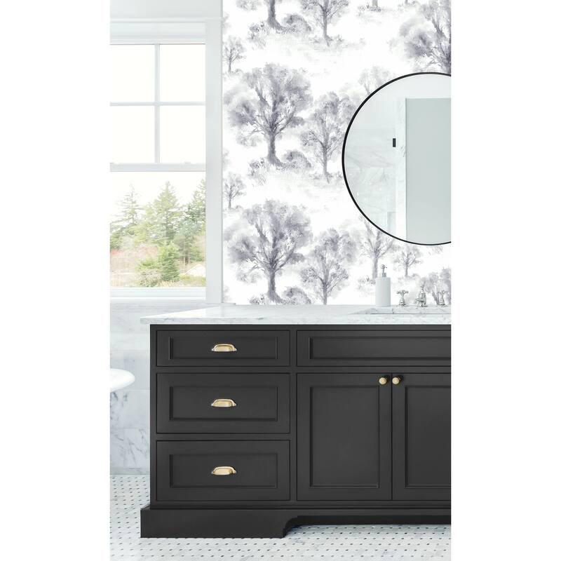 Seabrook Designs Premila Watercolor Trees Unpasted Wallpaper