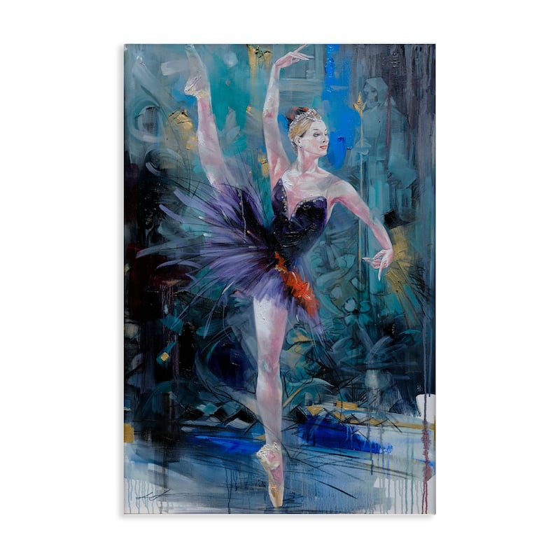 Stupell Vivid Ballet Dancer on Blue Canvas Wall Art Design By Lucille Lee - 16 x 24