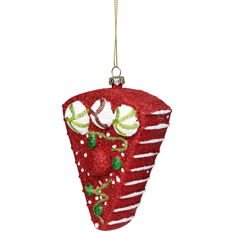 Glittered Shatterproof Strawberry Cake Slice Christmas Ornament - 5" - Red and White