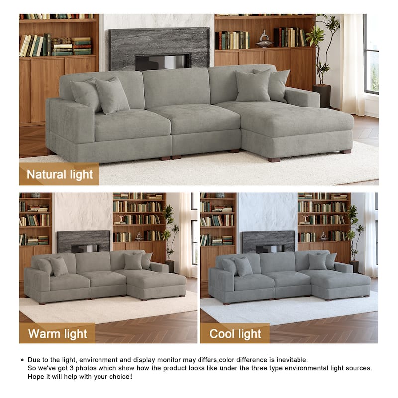 Modern Oversized Chenille Modular Sectional Sofa With Chaise