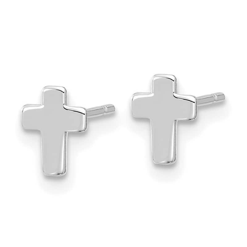Curata 14k White Gold 7x5.5mm Polished Cross Post Earrings