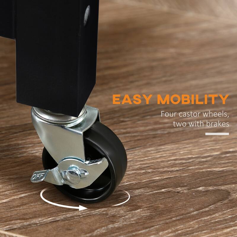 Kitchen Island Cart Rolling Trolley Utility Serving Cart With Stainless Steel Tabletop(no include stool)
