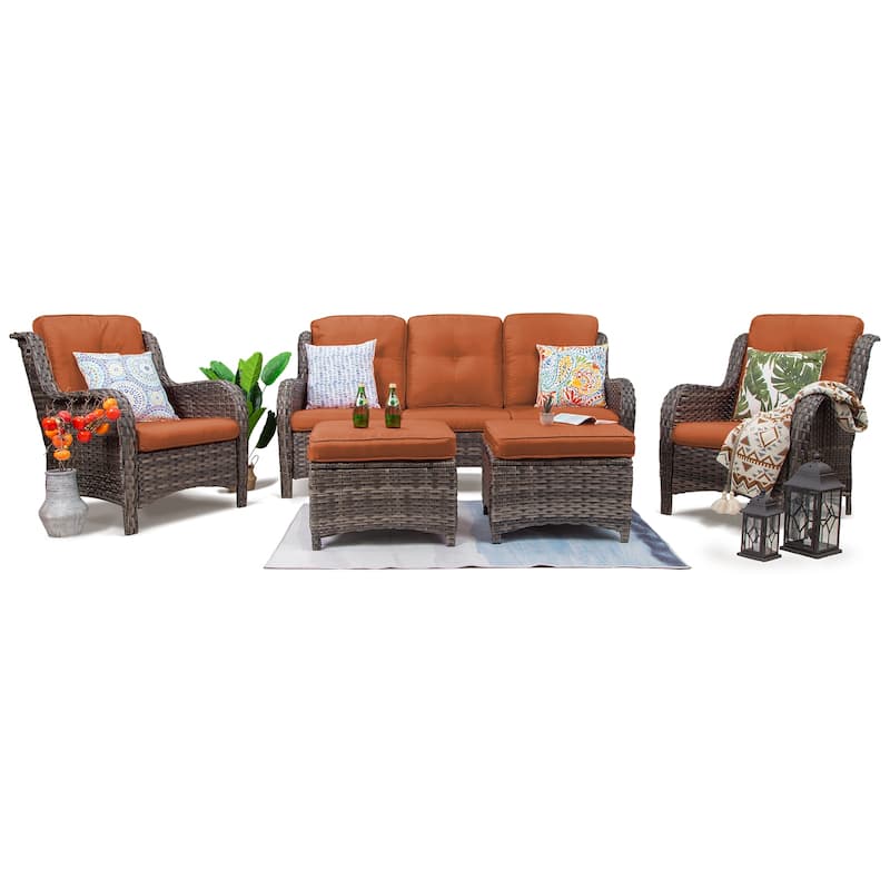 Cozywor 5-Piece Wicker Outdoor Patio Conversation Set