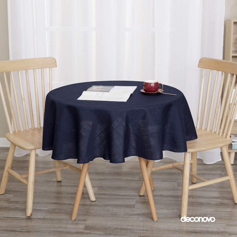 Tablecloth Solid Faux Linen Water Resistant Table Cover