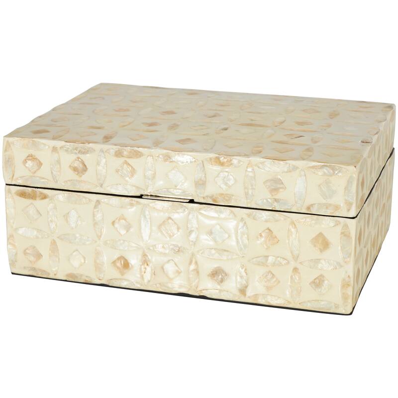 Mother of Pearl Handmade Geometric Box with Hinged Lid (Set of 2)
