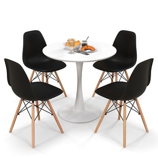 Gymax 5 PCS Dining Set Modern Round Dining Table 4 Chairs for Small ...