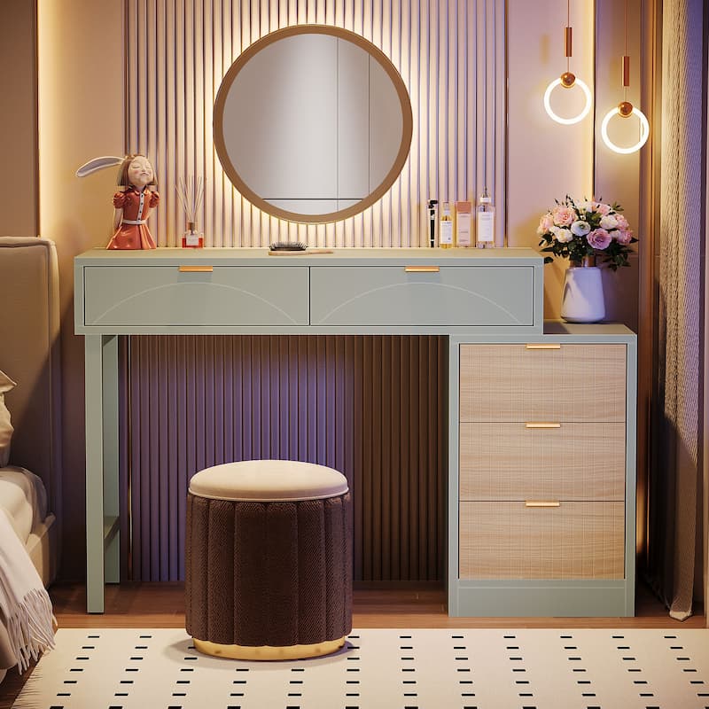 51-Inch Modern Makeup Vanity Desk with Reversible Drawer Cabinet