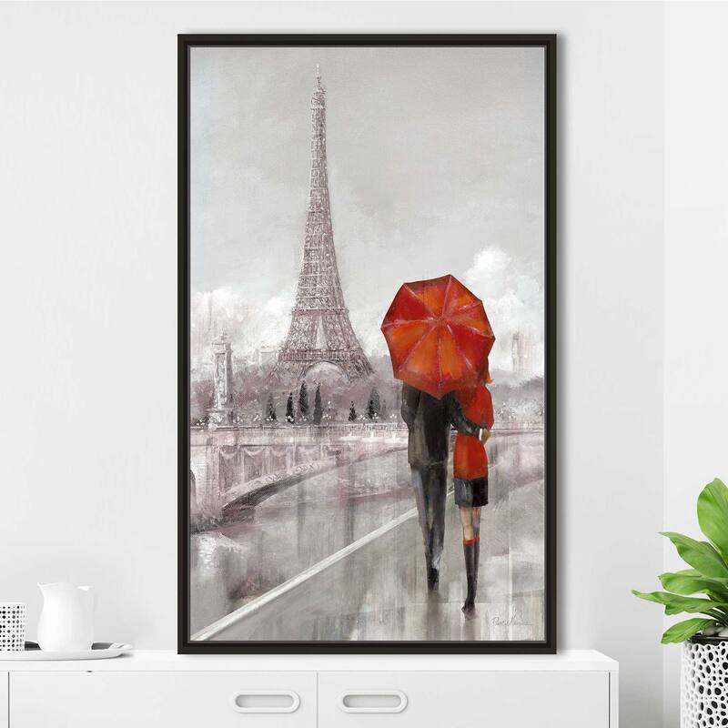 "Modern Couple In Paris" by Ruane Manning Print on Floating Canvas