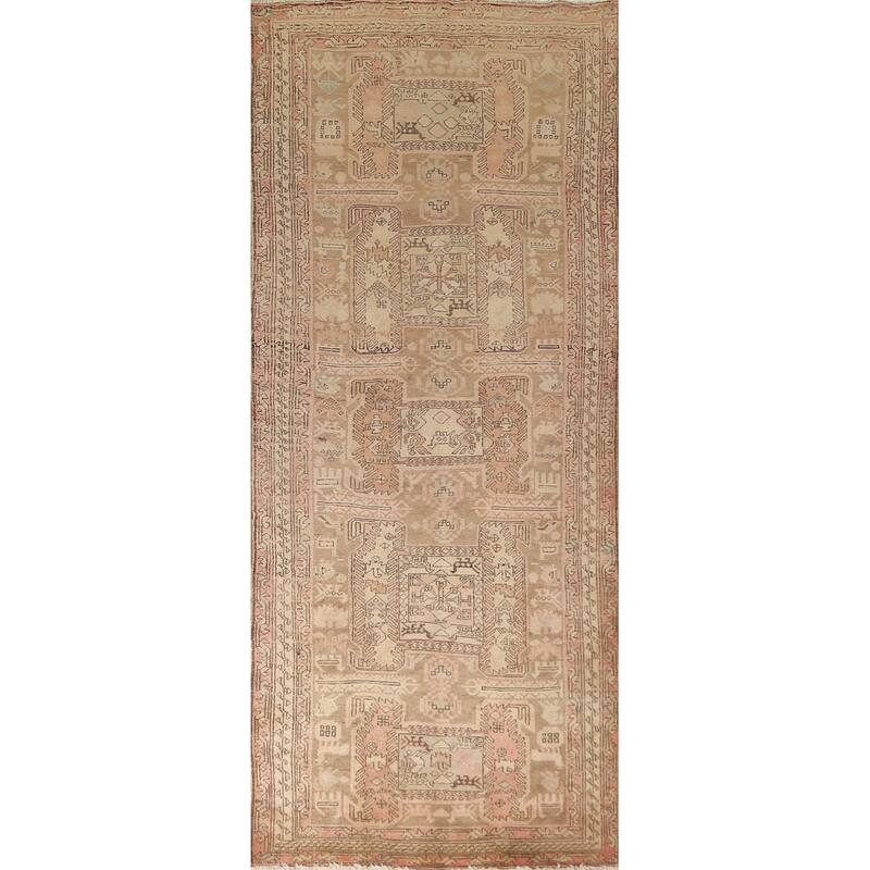 All-Over Ardebil Persian Vintage Runner Rug Handmade Wool Carpet - 3'10"x 10'3"