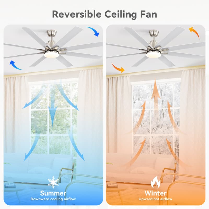52" Ceiling Fan with Light - 6 Speeds, 8 ABS Blades, Voice Remote