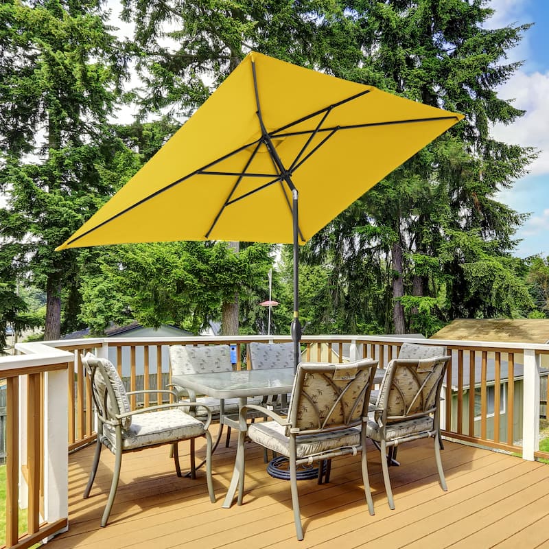 LIVOOSUN 10x6.5ft Patio Market Umbrella Aluminum Table Umbrellas - Yellow