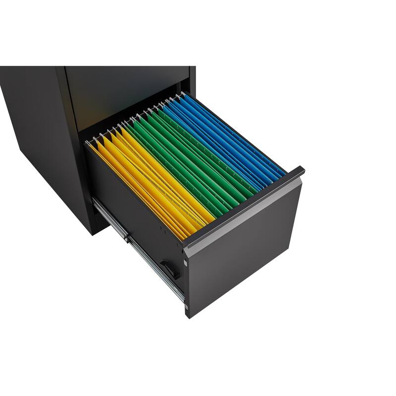 4-Drawer Locking Vertical Storage Cabinet, Office Filing Cabinet with Full Extension Drawers & Adjustable Hanging Rods