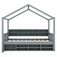 preview thumbnail 24 of 39, Wooden House Bed with Shelves & Roof, Mini-cabinet