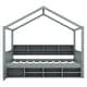 preview thumbnail 17 of 34, Wooden House Headboard Bed Frame w/ Shelves & Mini-cabinet, Unisex