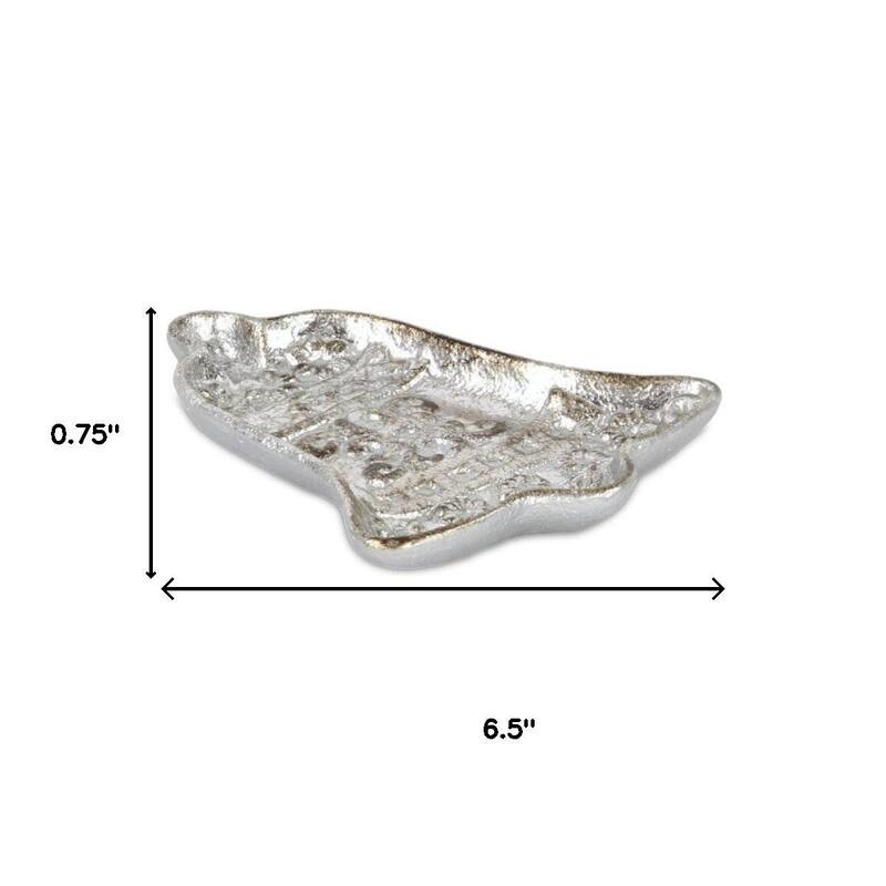 HomeRoots 5" Silver Cast Iron Christmas Bell Trinket Tray - 5.00 in. x 0.75 in. x 6.50 in.