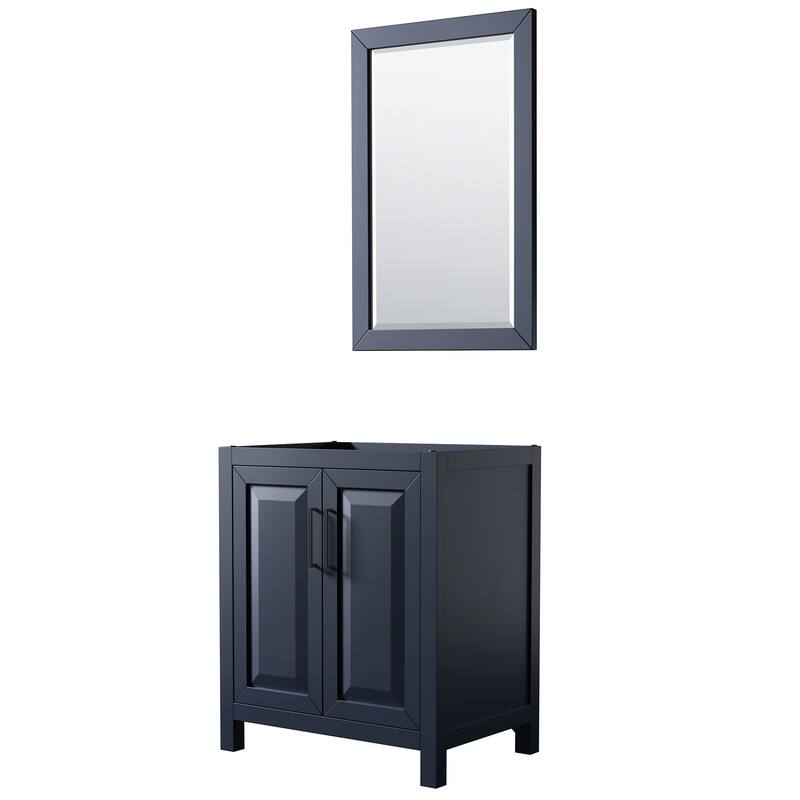 Wyndham Collection Daria 29" Single Free Standing Vanity Cabinet - - Dark Blue / Matte Black Hardware
