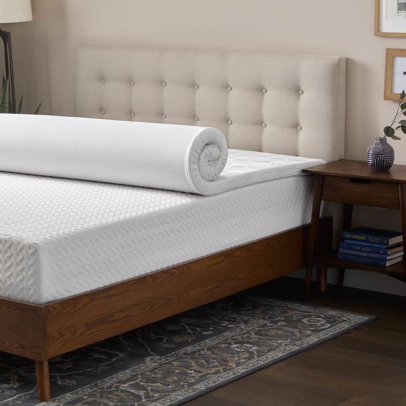 Lucid Bamboo Charcoal and Gel Memory Foam Covered Mattress Topper 2,3,4 inch - N/A