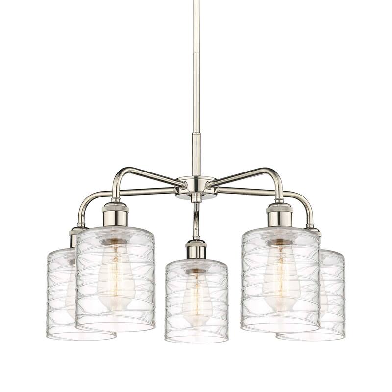 Innovations Lighting 516-5CR-15-23 Cobbleskill Chandelier Cobbleskill - Polished Nickel / Deco Swirl