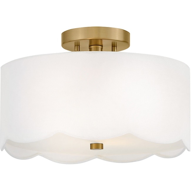 Lark 84381 Bliss 2 Light 14" Wide Semi-Flush Drum Ceiling Fixture with - Lacquered Brass