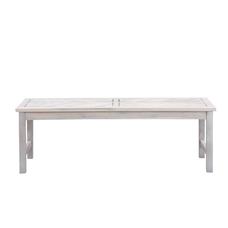 Walker Edison Elephant Point Acacia Wood Chevron Bench