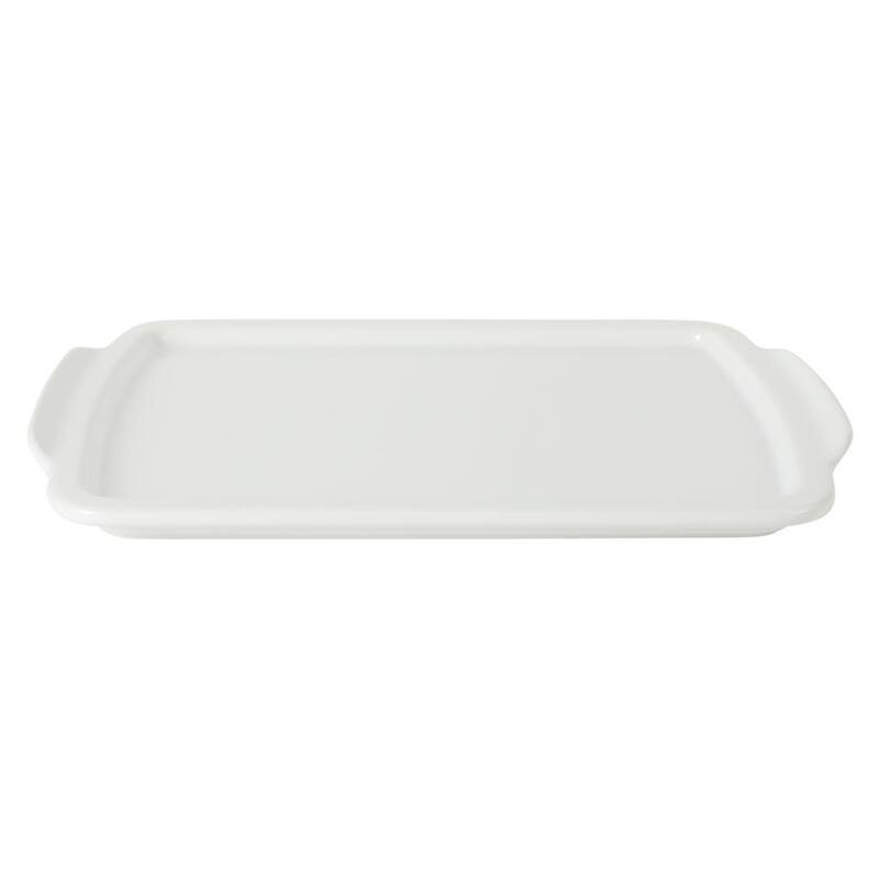 Gibson Home Gracious Dining 2.6Qt with Lid or 2.5Qt White Stoneware Baking Dish with Multi-Purpose Lid - Rectangular