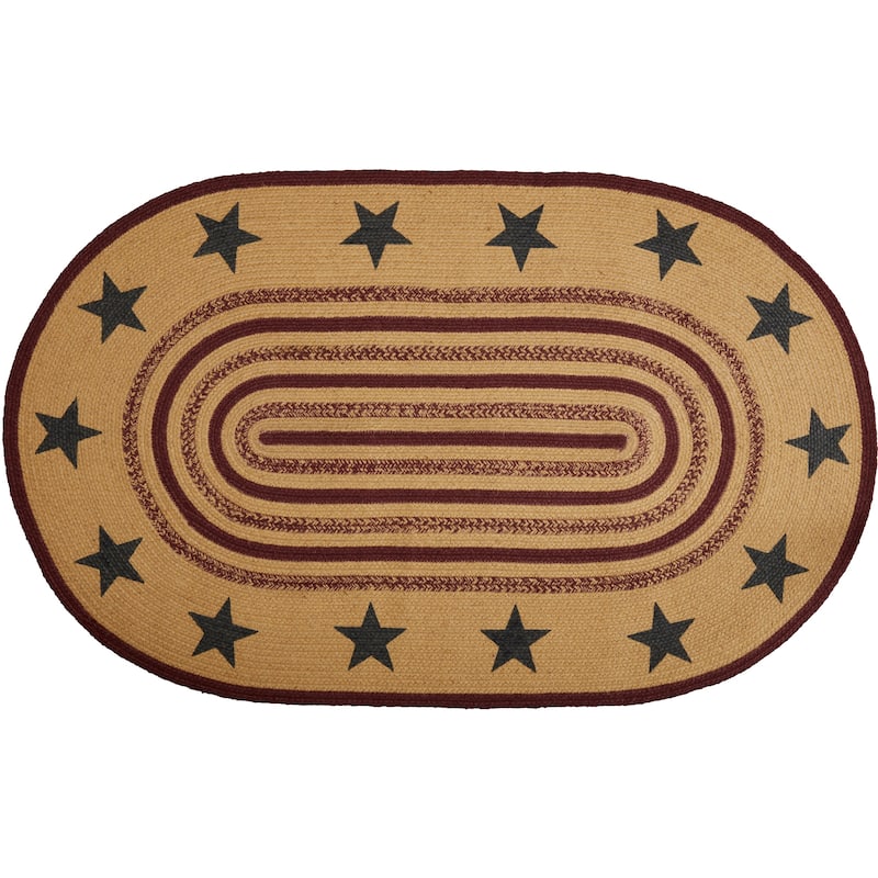 Potomac Jute Rug Oval Stencil Stars w/ Pad 36x60 - 3' x 5' Oval