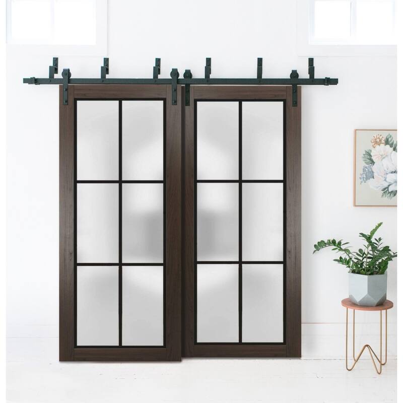 Barn Bypass Doors 36 x 80 Planum 2122 Chocolate Ash Sturdy 6.6ft