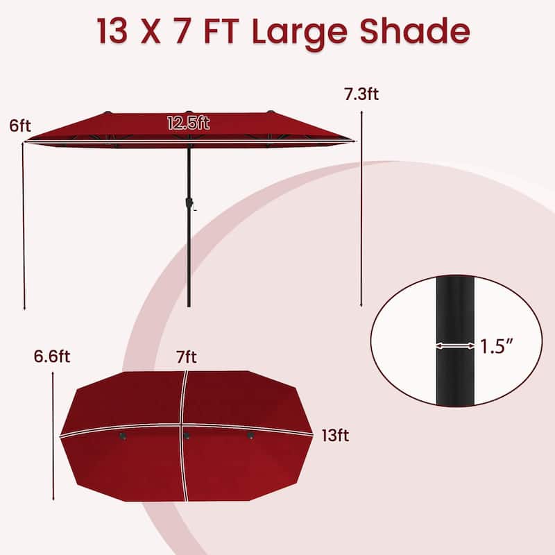 Costway 13 FT Large Patio Umbrella Outdoor Double-Sided Table Market - See Details