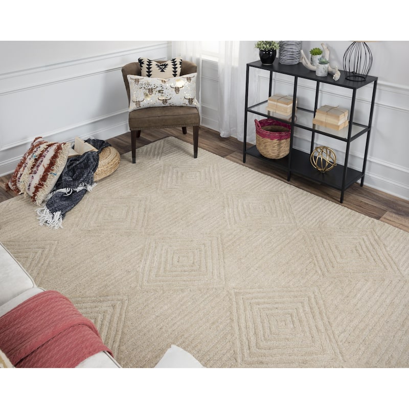 Alora Decor Makalu Hand-tufted Diamond Solid Wool Rug