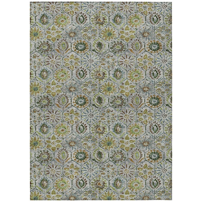 HomeRoots Floral Transitional Rectangle Outdoor Rug