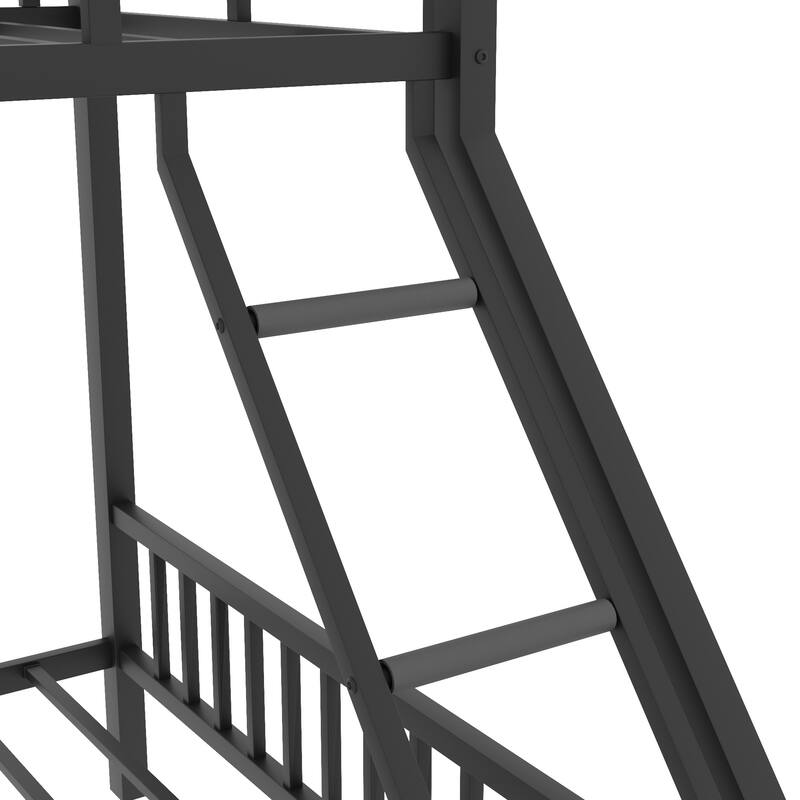 Twin XL Over Queen Metal Bunk Bed with Safety Guardrails, Ladder with Soft PVC Steps, and Heavy-Duty Slat Support