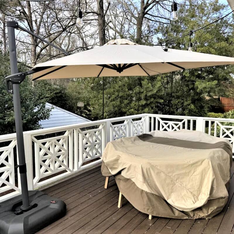 PURPLE LEAF 10 ft Square 360 Degree Rotation Patio Cantilever Umbrella