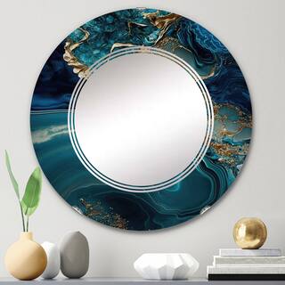 Designart 'Abstract Geode Turquoise I' Printed Abstract Marble Wall Mirror