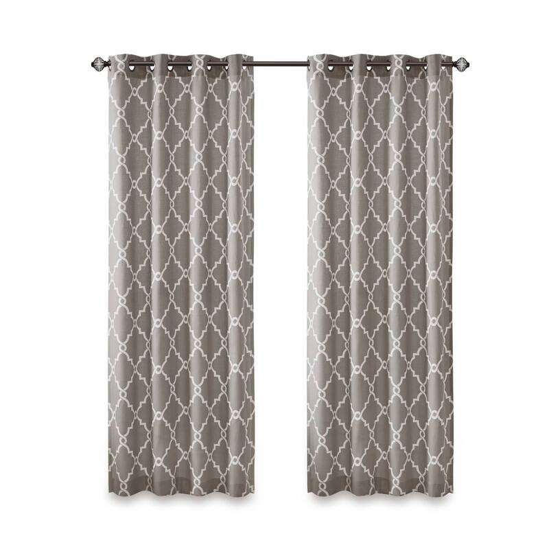 Madison Park Westmont Fretwork Print Grommet Top Window Single Curtain Panel
