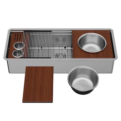 Karran USA WS-90-PK1 Elite Workstation 45" Farmhouse Single Basin