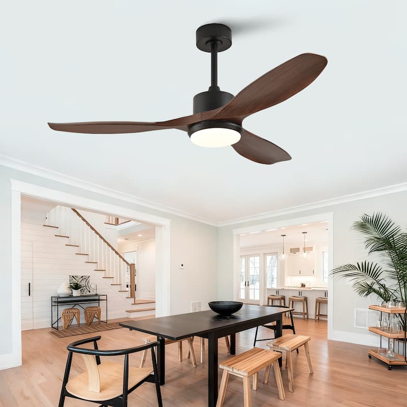 52-inch Modern LED Ceiling Fan with Light, 3 ABS Blades & Remote Control
