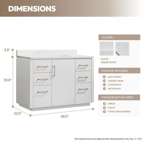 dimension image slide 13 of 16, San Single Bath Vanity with Composite Stone Top without Mirror