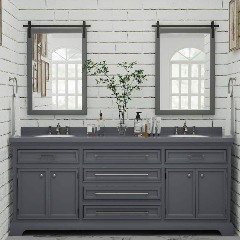 Modern Wall Mirrors, Rectangular Mirror with Wood Framed, Bathroom Mirror Barn Mirror Barn Door Mirror with Multi Size