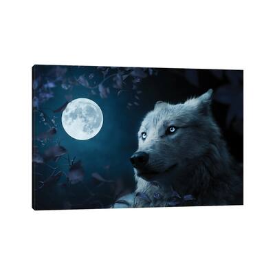 iCanvas "Wolf In Beutiful Night" by Milos Karanovic Canvas Print