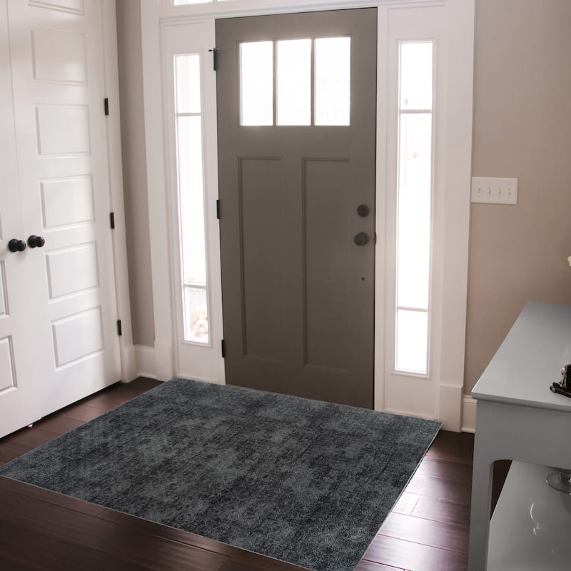 Gertmenian Shadow Thandi Soft Polyester Embossed Abstract Non-Slip Indoor Area Rug - 3'11"x5'6" - Charcoal