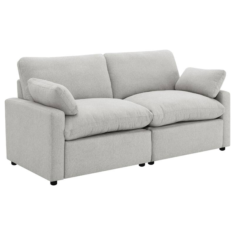 Biny Modular Power Reclining Loveseat, 2 Pillows, Light Gray, 86 Inch